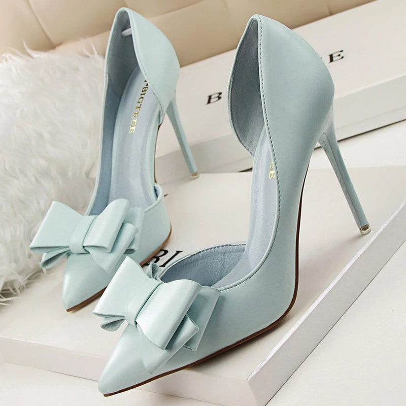 Leather Butterfly Knot Heels