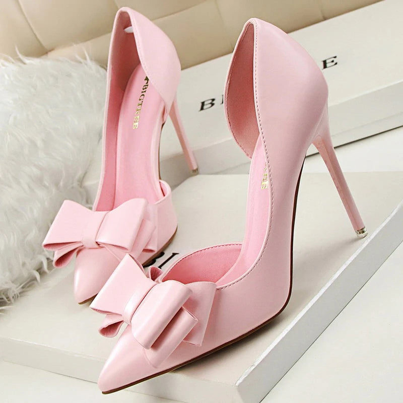Leather Butterfly Knot Heels