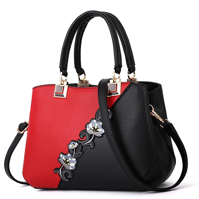 Floral Embroidered Shoulder Tote