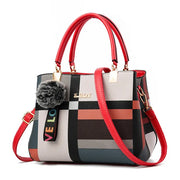 Fur Patchwork Structured Satchel Bag