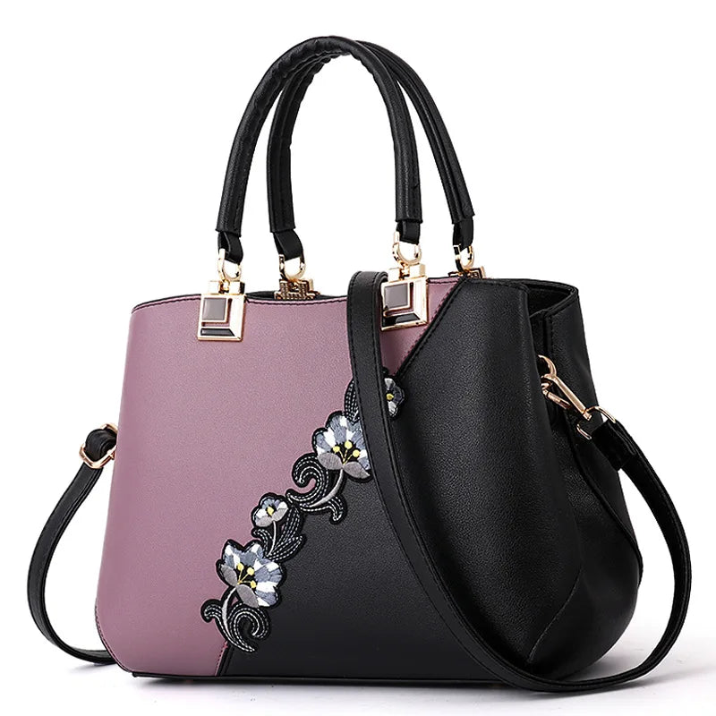 Floral Embroidered Shoulder Tote
