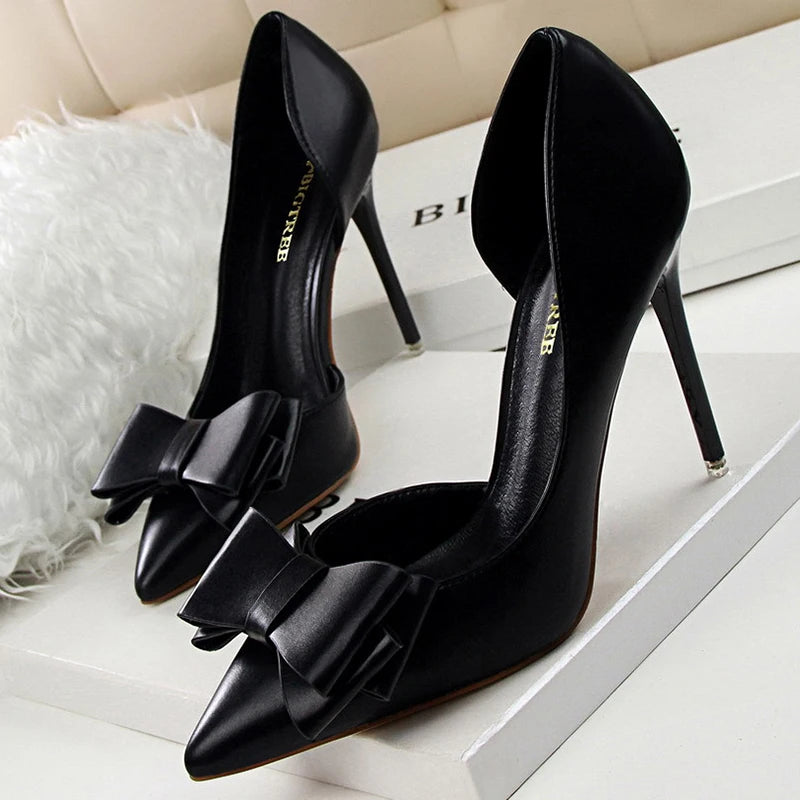 Leather Butterfly Knot Heels