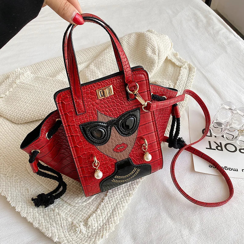 Applique Convertible Shoulder Handbag