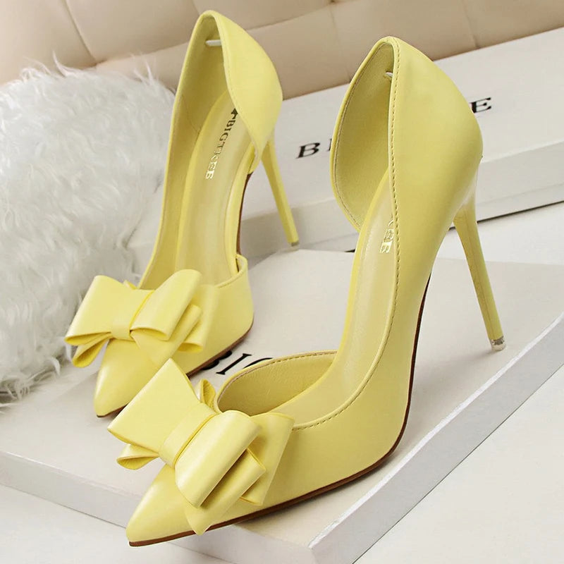 Leather Butterfly Knot Heels