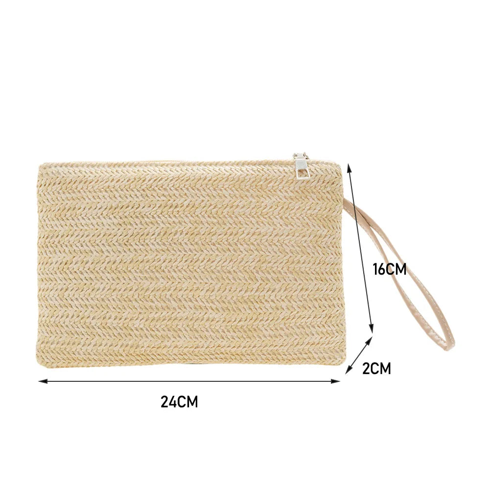 Natural Straw Bohemian Clutch
