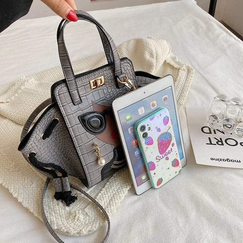 Applique Convertible Shoulder Handbag