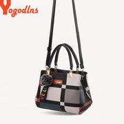 Fur Patchwork Structured Satchel Bag