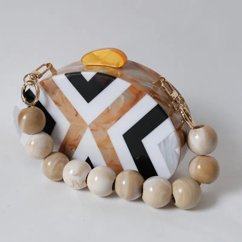 Beaded Striped Evening Clutch