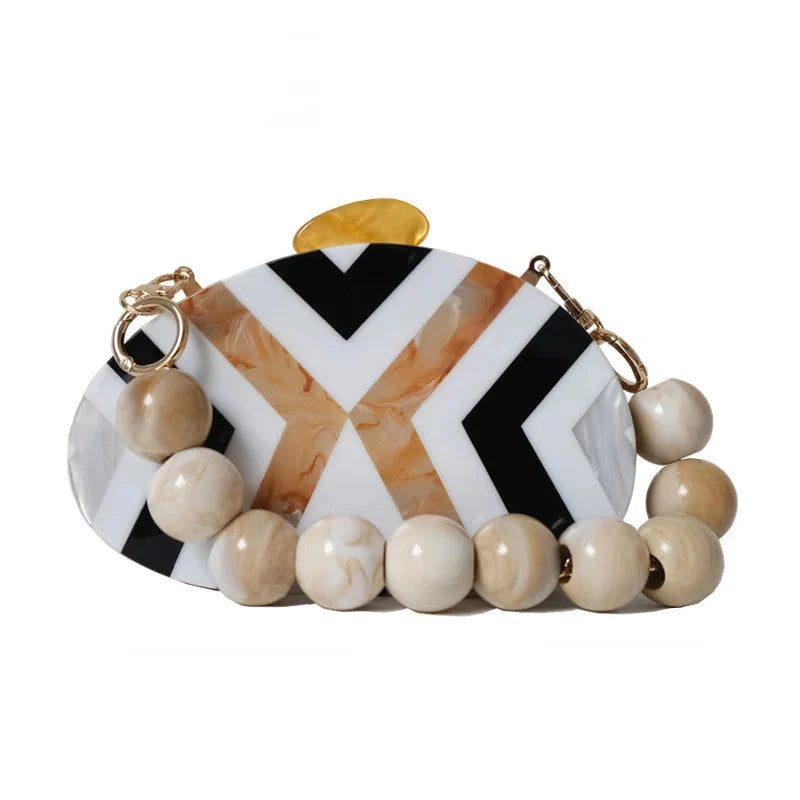 Beaded Striped Evening Clutch