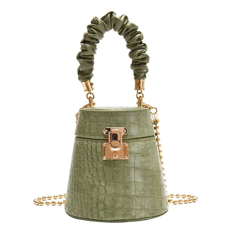 Piper ENJOININ Square PU Handbag - Lock Decorated Fashion Bag