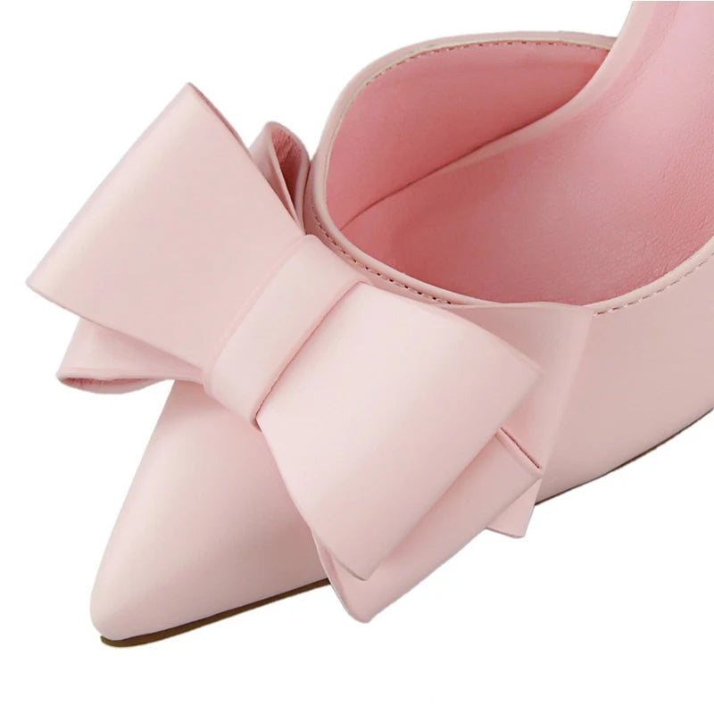 Leather Butterfly Knot Heels