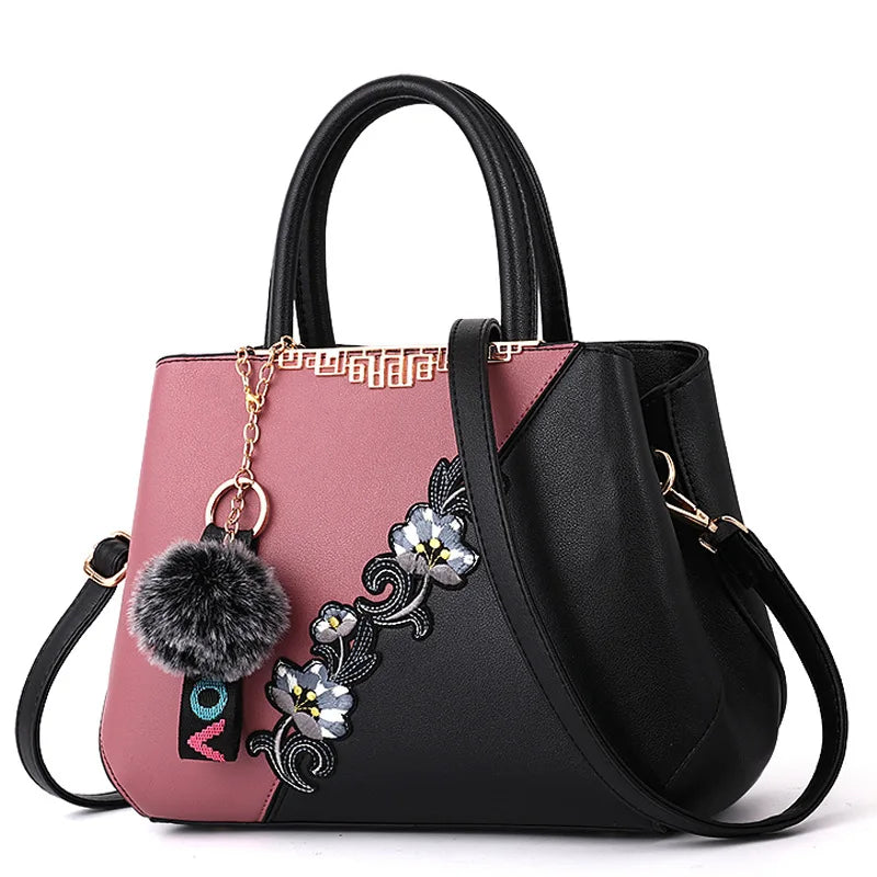 Floral Embroidered Shoulder Tote