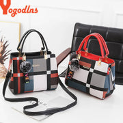 Fur Patchwork Structured Satchel Bag