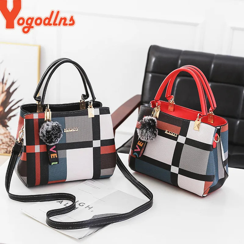 Fur Patchwork Structured Satchel Bag