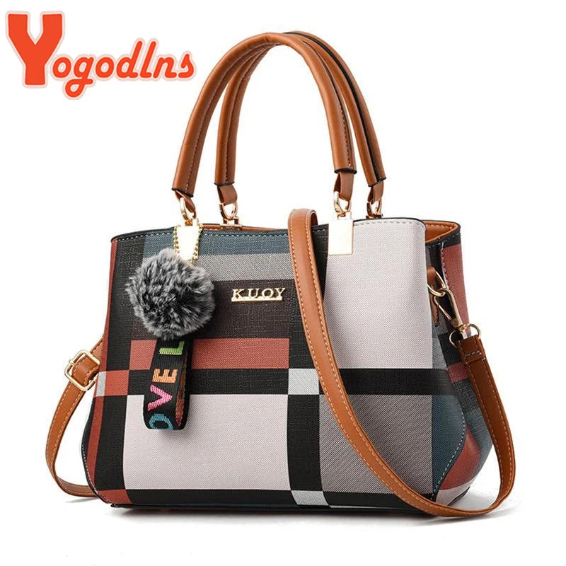 Fur Patchwork Structured Satchel Bag