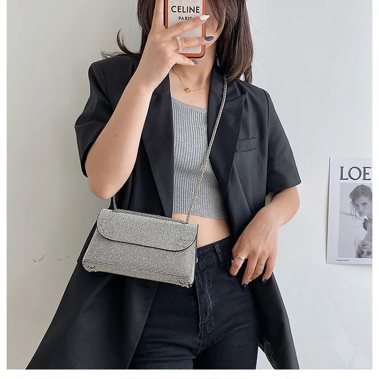 Diamond Detail Leather Handbag