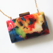 Jade European Floral Clutch - Vintage PVC Chain Evening Bag