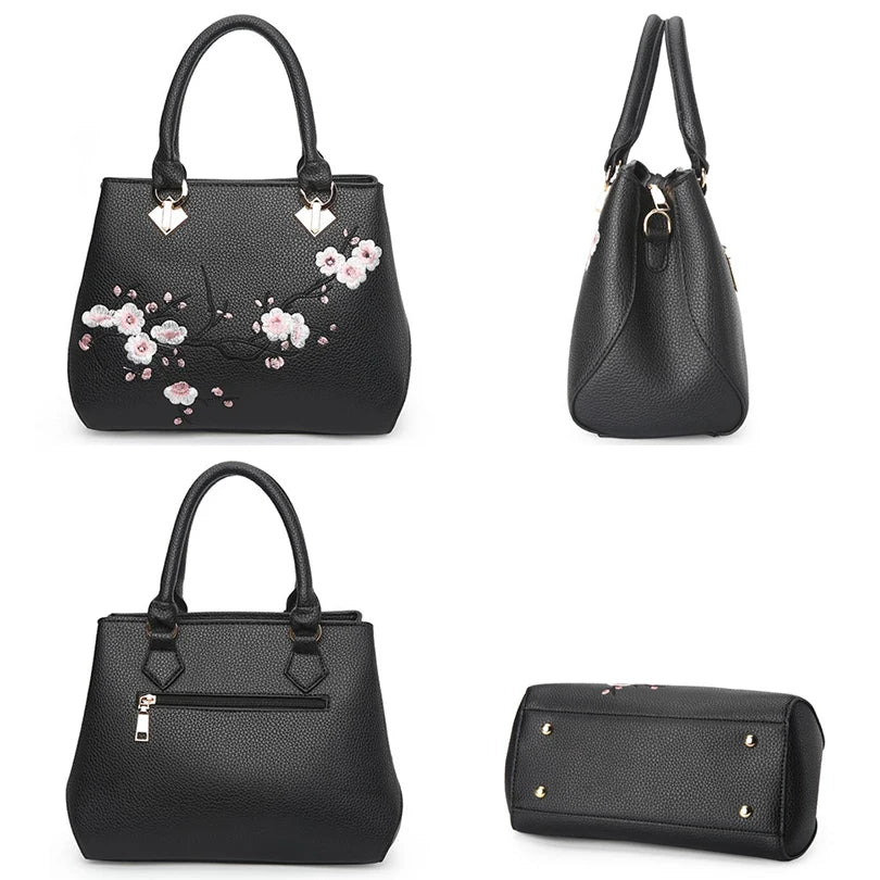 Embroidered Floral Shoulder Handbag