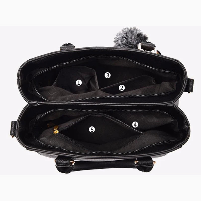 Multi-Pocket PU Satchel Bag