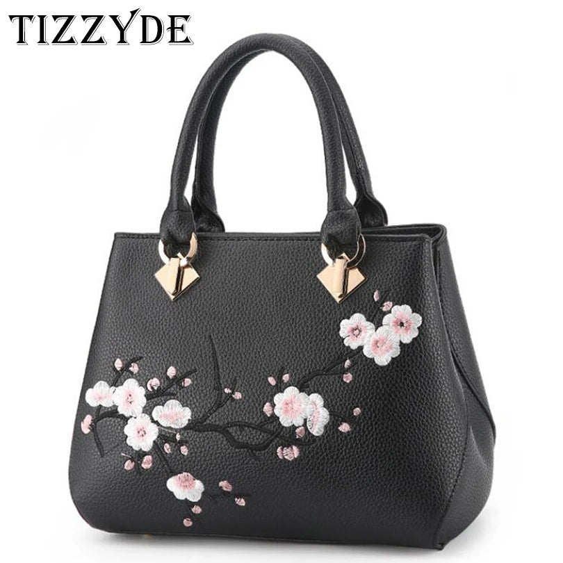 Embroidered Floral Shoulder Handbag