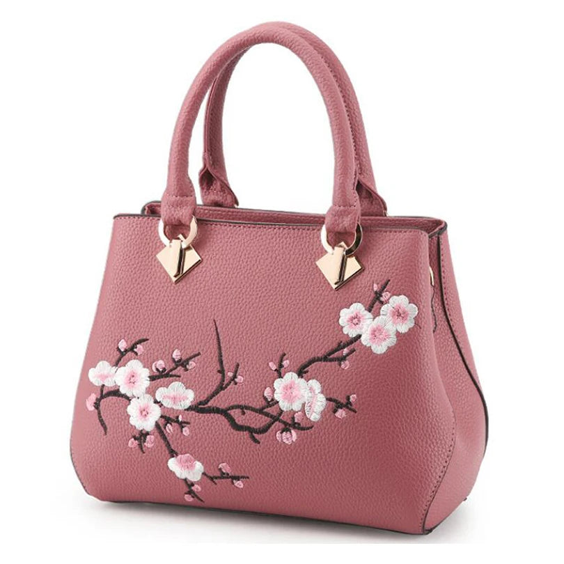 Embroidered Floral Shoulder Handbag