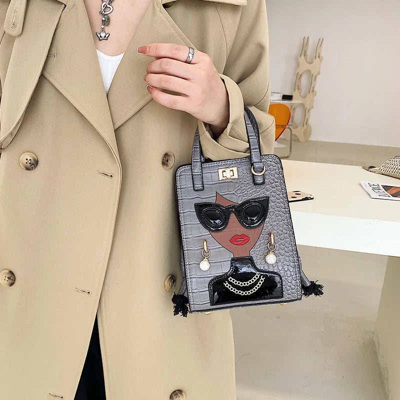 Applique Convertible Shoulder Handbag