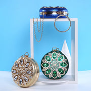 Donna Circular Floral Clutch - Microfiber Leather Evening Bag