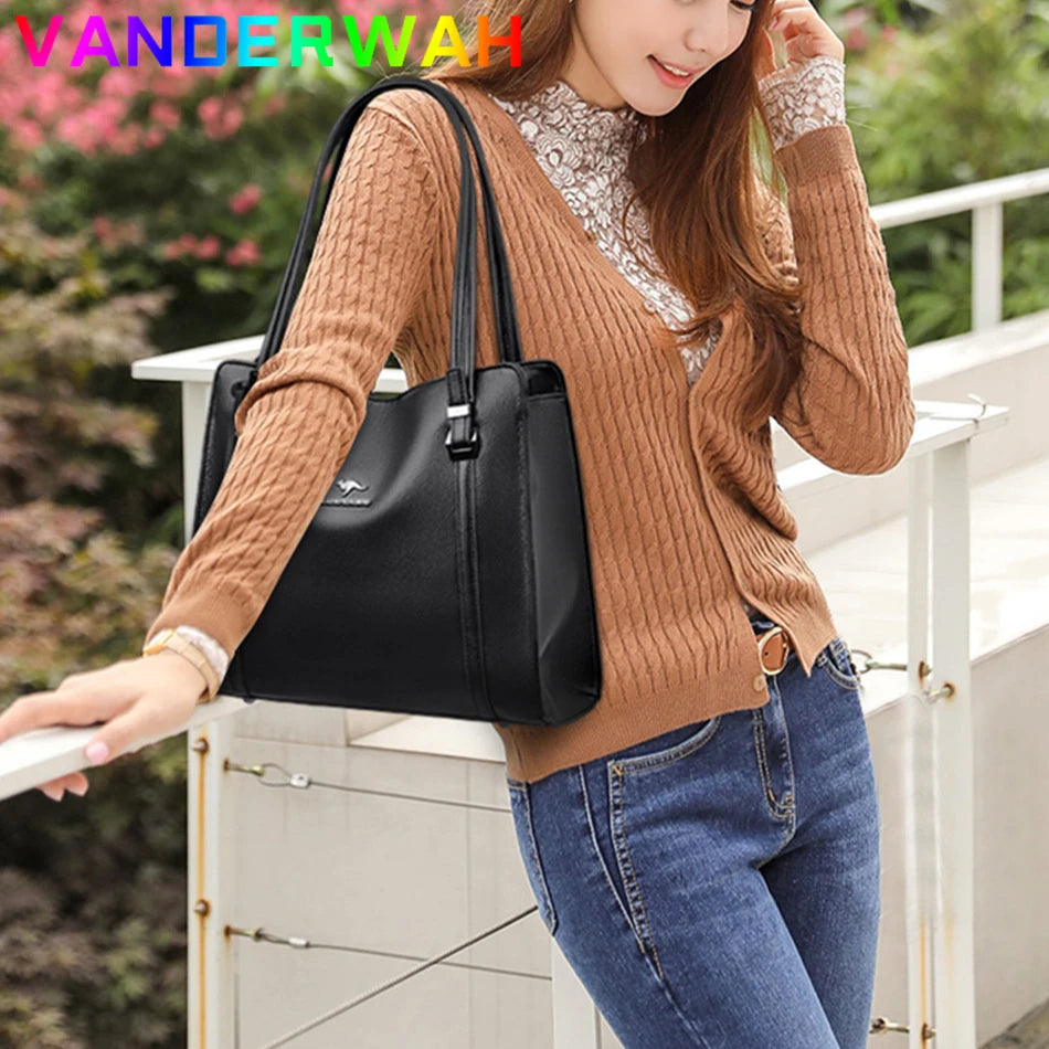 Sequined Leather Shoulder Tote
