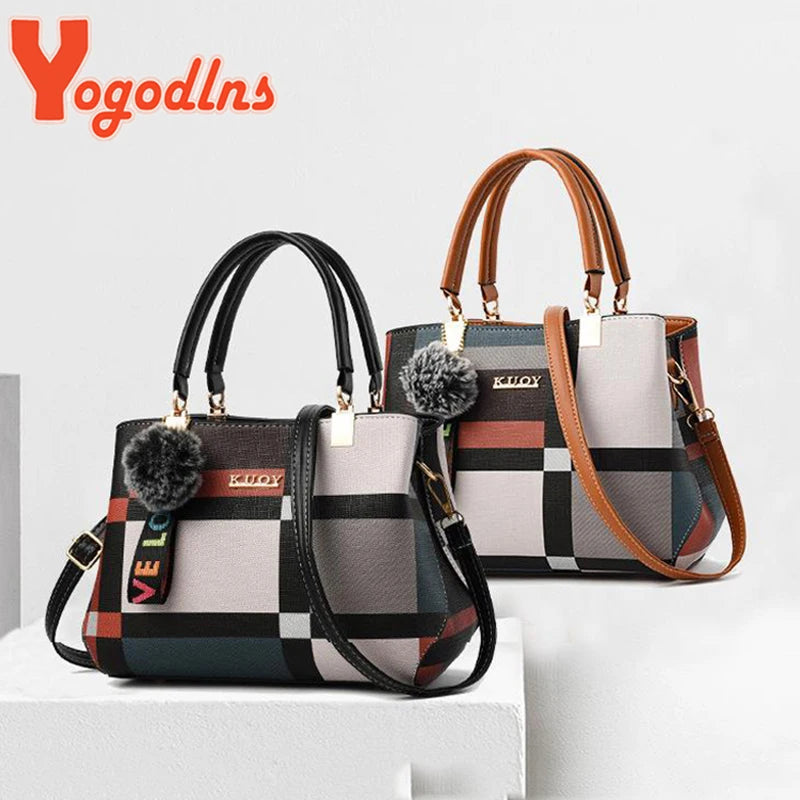 Fur Patchwork Structured Satchel Bag