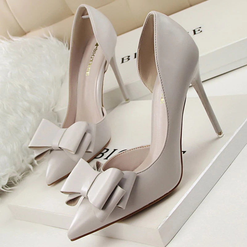 Leather Butterfly Knot Heels