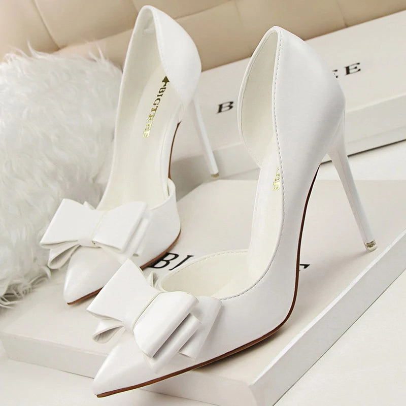 Leather Butterfly Knot Heels