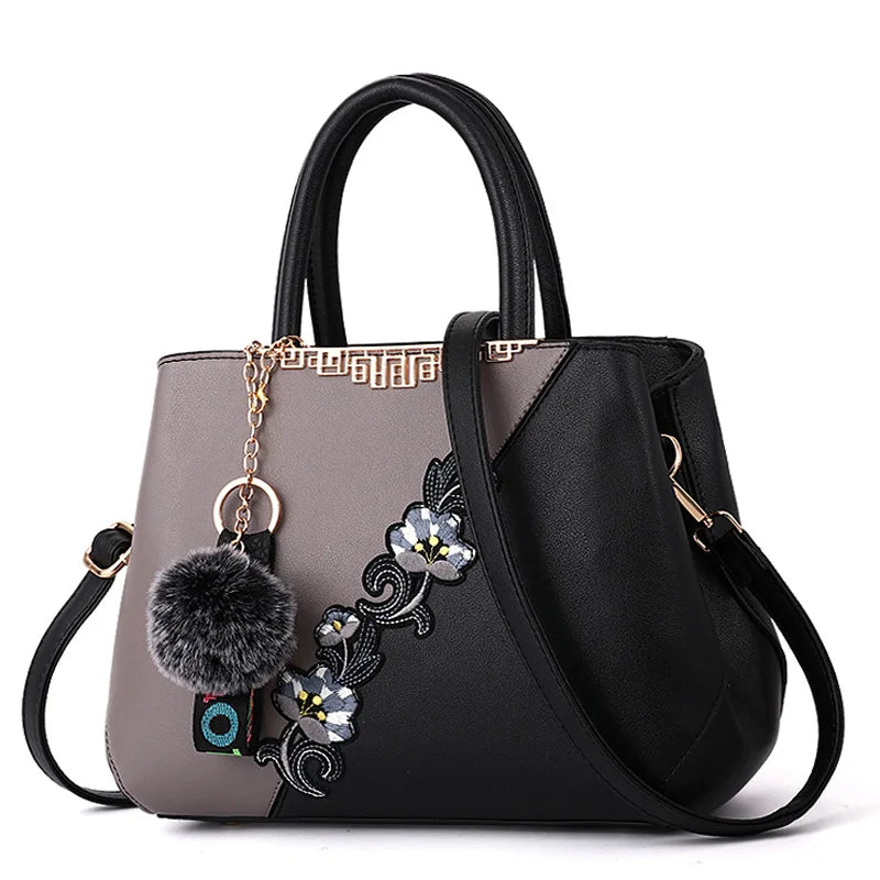 Floral Embroidered Shoulder Tote