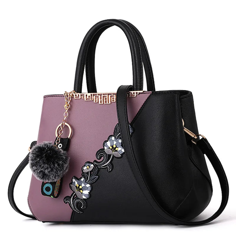 Floral Embroidered Shoulder Tote