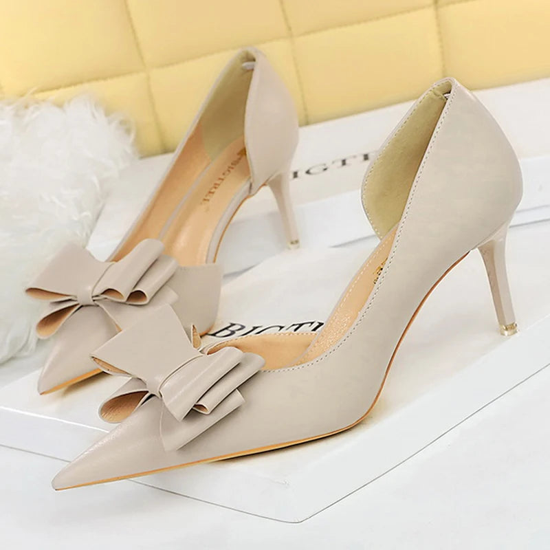 Leather Butterfly Knot Heels