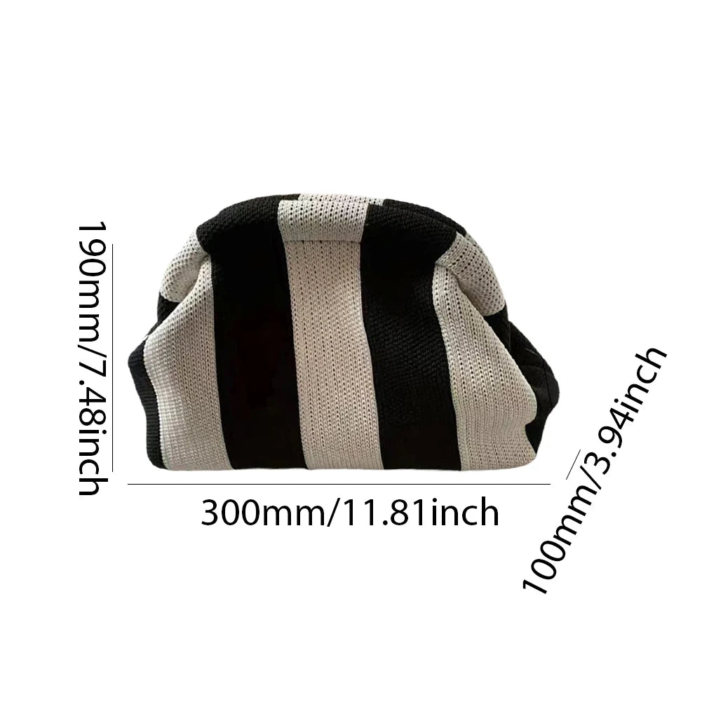 Striped Knitted Cotton Clutch Bag