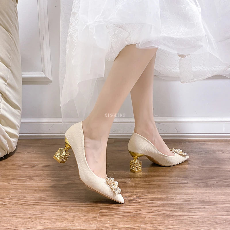 Bling Pointed Autumn Heel Pumps