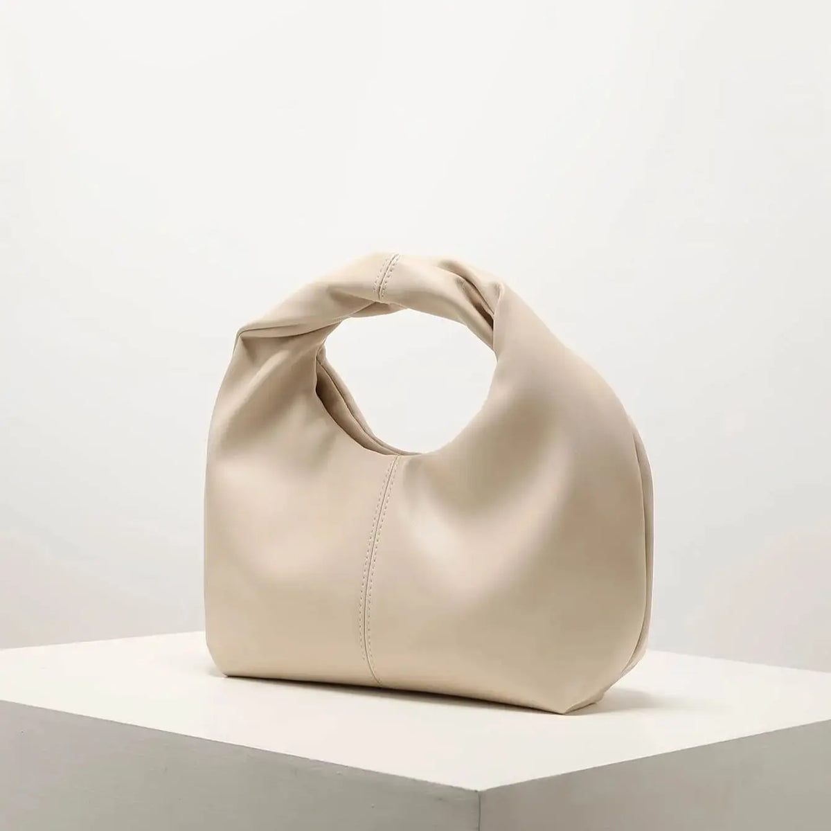 Ruched Square Top Handle Bag