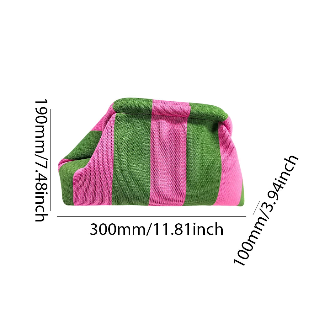 Striped Knitted Cotton Clutch Bag