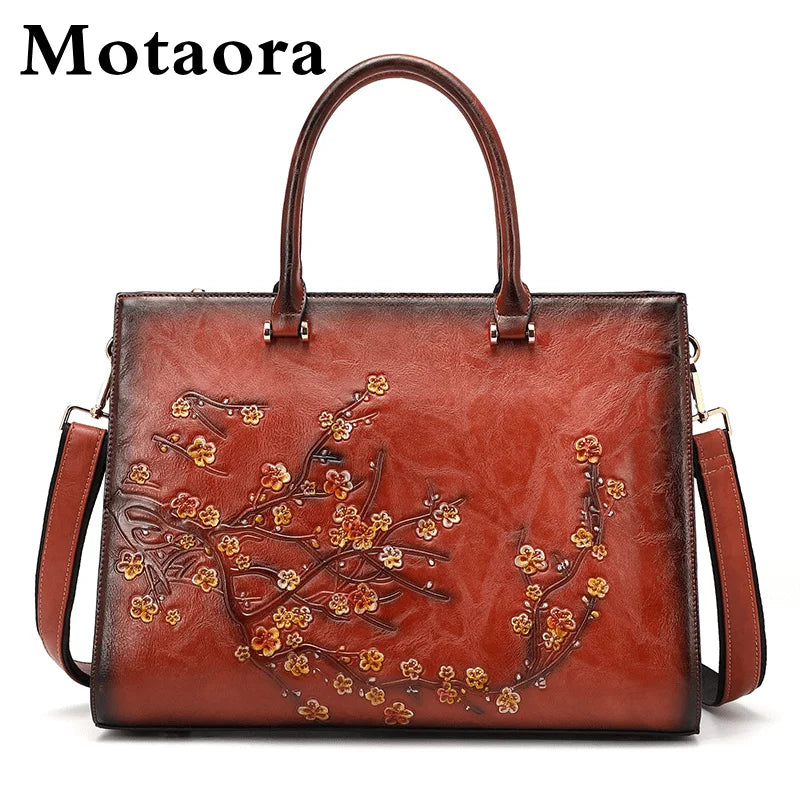 Vintage Floral Leather Tote