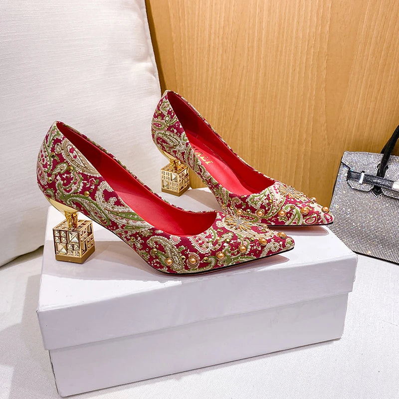 Bling Pointed Autumn Heel Pumps