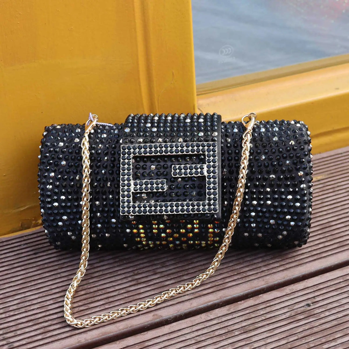 Beaded Bow Evening Clutch Bag