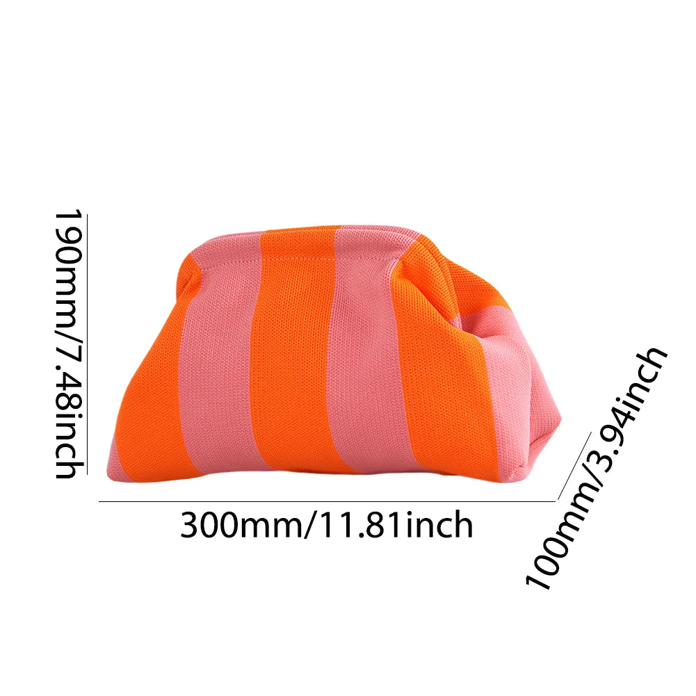 Striped Knitted Cotton Clutch Bag