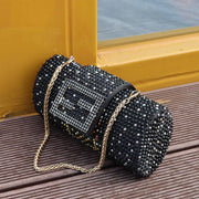 Elena Beaded Bow Clutch - Diamond Decorated Evening Bag