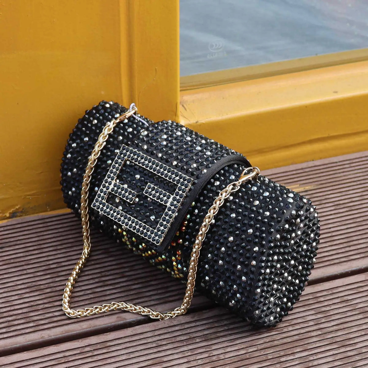 Beaded Bow Evening Clutch Bag