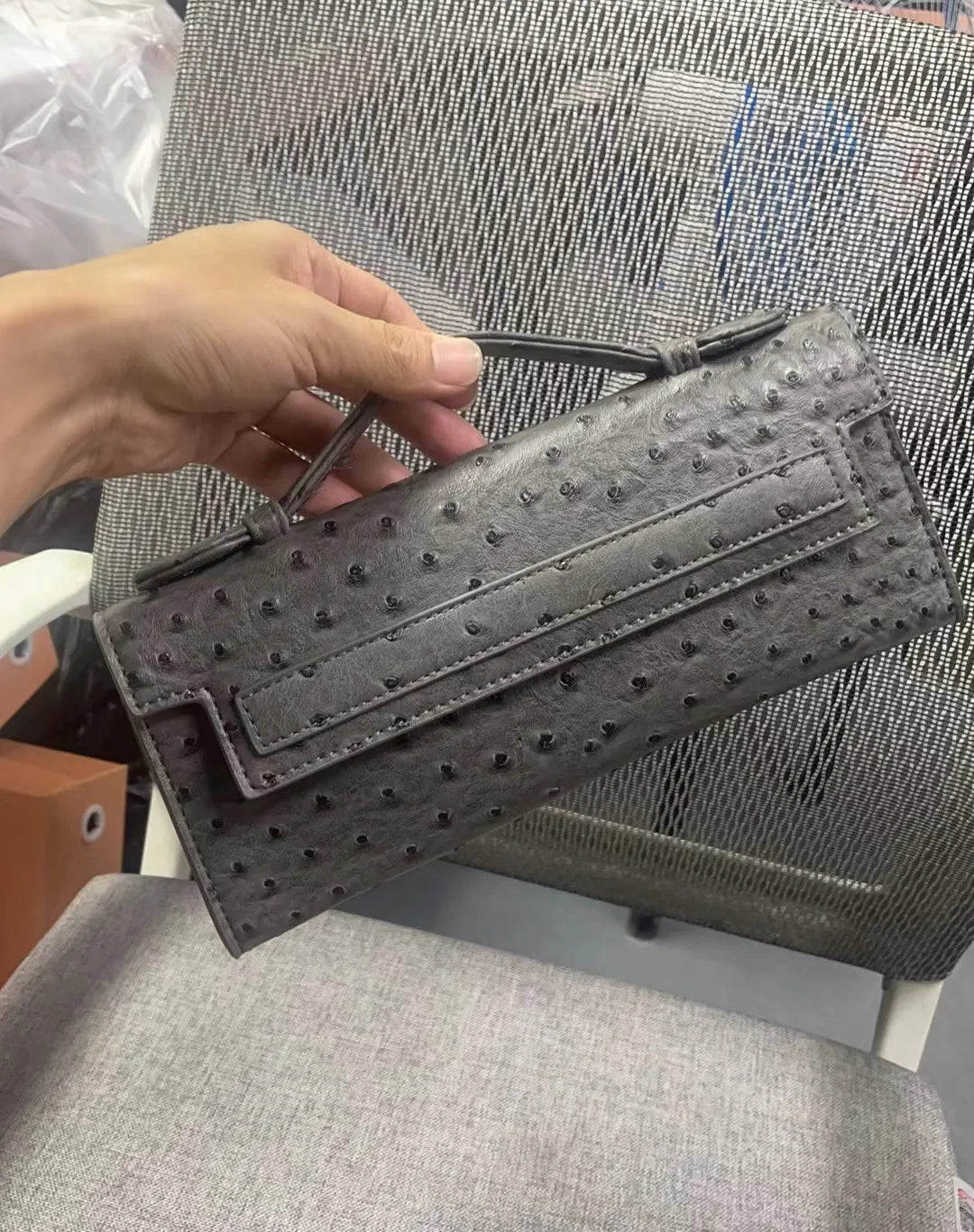 Ostrich Textured Multi-Compartment Tote