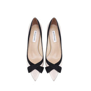 Bowknot Pointed Toe High Heels - CHAOHANMIAONI Microfiber Pumps