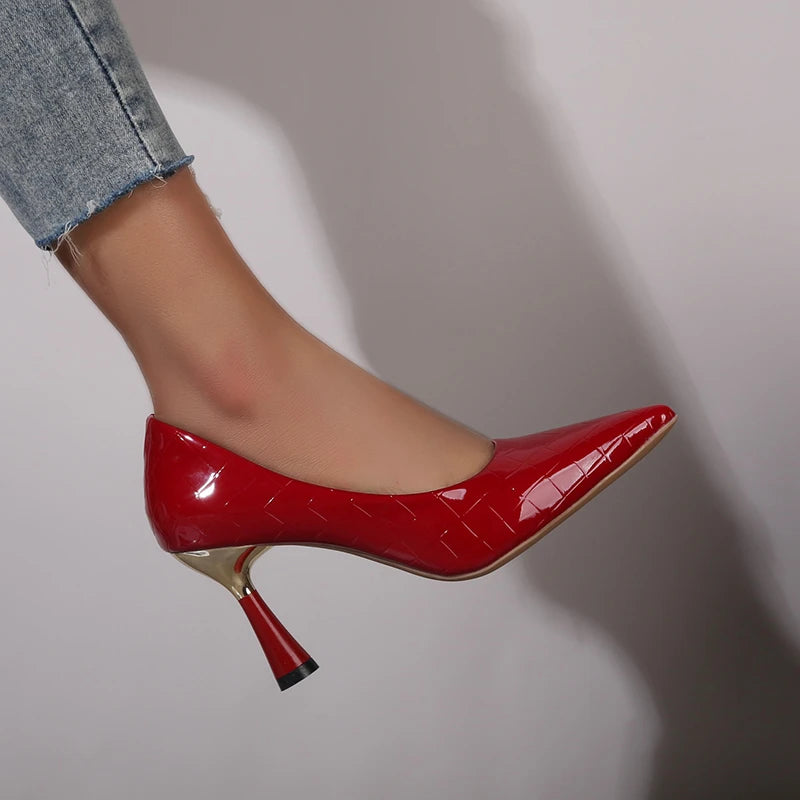 Plaid Pointed Platform Heel Pumps