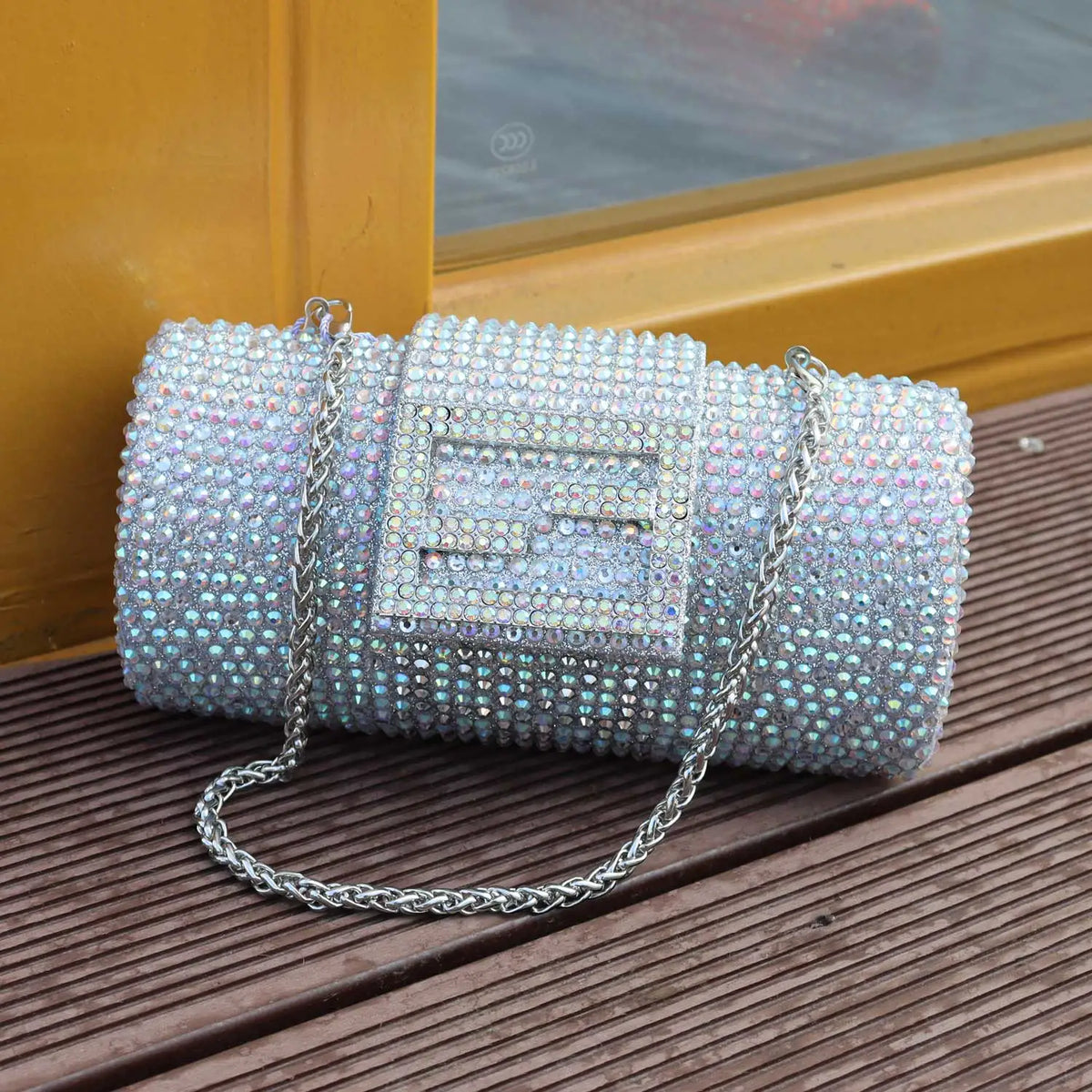 Beaded Bow Evening Clutch Bag