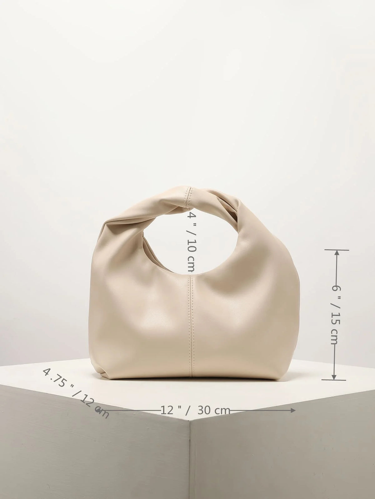 Ruched Square Top Handle Bag