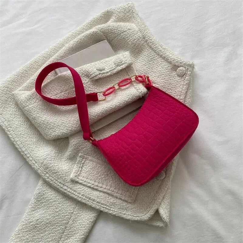 Fur-Lined Felt Bucket Bag